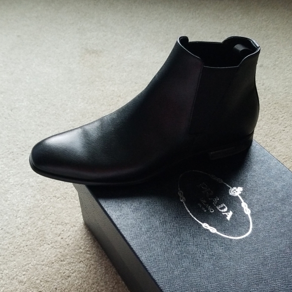 Prada Mens Size 11M Saffiano Nero Boot - Picture 2 of 7
